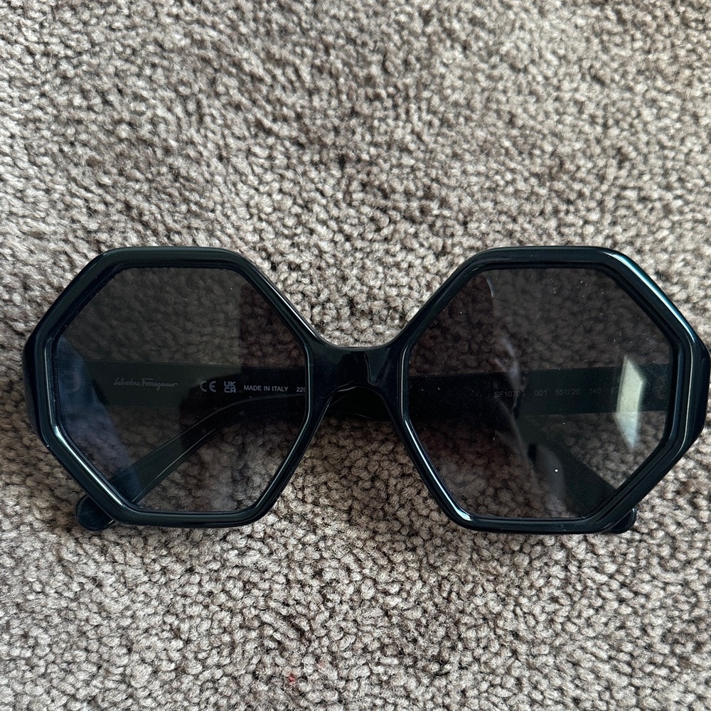 Salvatore Ferragamo Dark Hexagonal Sunglasses